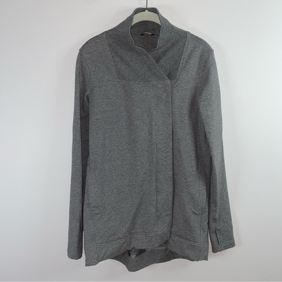 Lululemon Belle Wrap Cardigan Jacket Gray Stretch French Terry Active Yoga Sz 4 - Picture 2 of 13